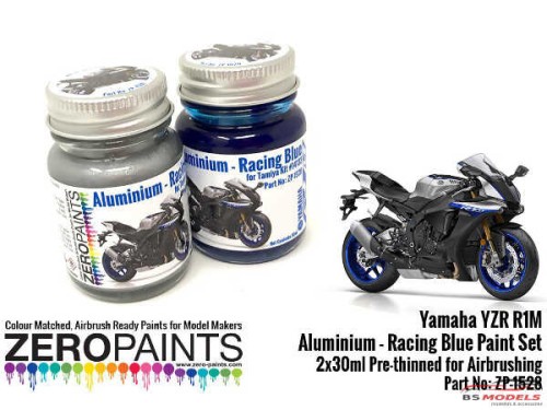 ZP1528 Yamaha YZR R1M Aluminium and Racing Blue paint set 2 x 30ml Paint Material