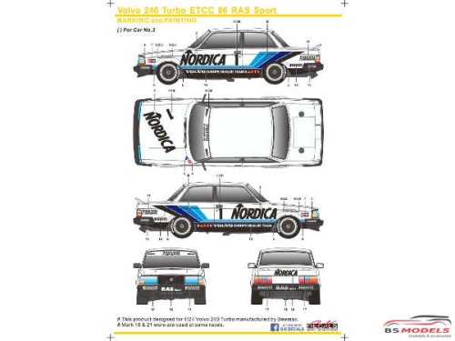 SK24065 Volvo 240 Turbo ETCC 1986 RAS Sport Waterslide decal Decal