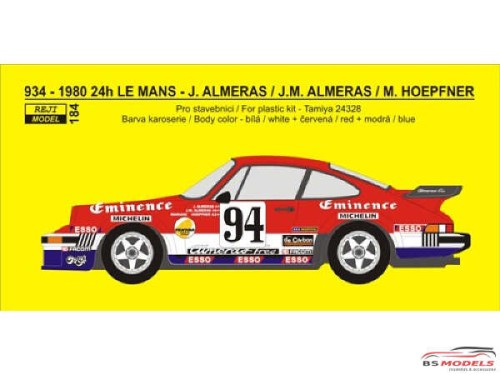 REJI184 Porsche 934 "Eminence Equipe Almeras" #94  LM 1980  Transkit Multimedia Transkit