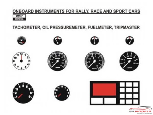 REJI288 Onboard instruments  Rally / sports cars  1/24 Waterslide decal Decal