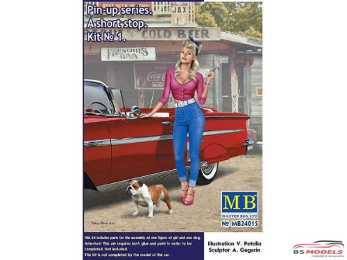 MB24015 Pin-up series  "a short stop kit #1  girl + dog Plastic Kit
