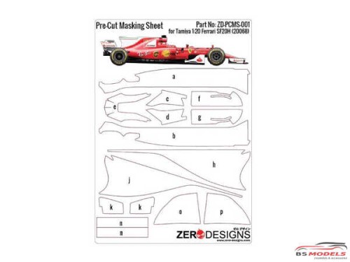 ZDPCMS001 Pre-Cut masking sheet for Scuderia Ferrari SF70H (TAM 20068) Multimedia Accessoires