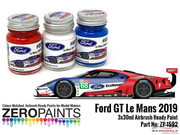 ZP1592 #68 Ford GT Le Mans Paint set 3 x 30ml Paint Material