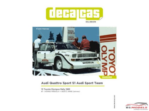 DCLDEC019 Audi Quattro Sport S1 Audi Sport Team  Toyota Olympus Rally 1985 Waterslide decal Decal