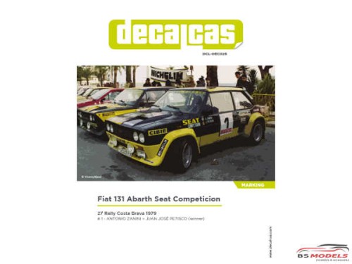 DCLDEC025 Fiat 131 Abarth Seat  Competicion  #1  Costa Brava Rally 1979 Waterslide decal Decal