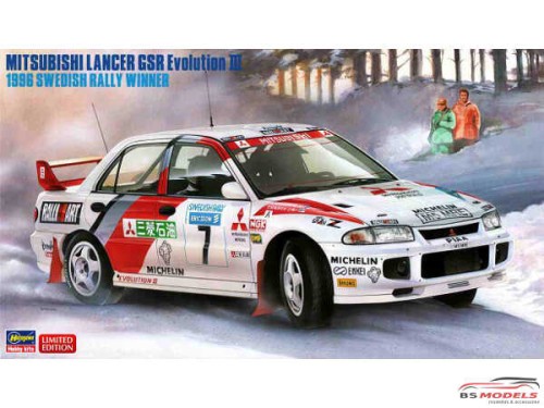HAS20407 Mitsubishi Lancer EVO III  1996 Swedish Rally Winner Plastic Kit