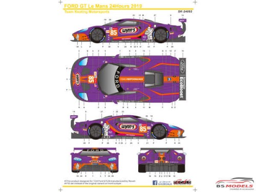 SK24093 Ford GTLM  Le Mans 24H  '19  Keating Motorsports Wynn's Waterslide decal Decal