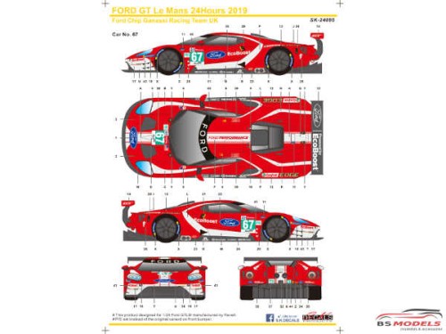 SK24095 Ford GTLM  Le Mans 24H  '19  Ford Chip Ganassi Team UK Waterslide decal Decal