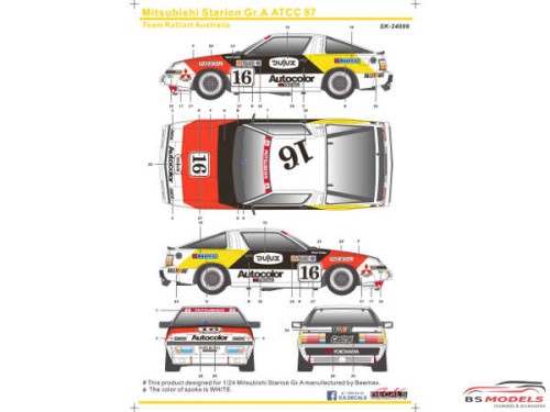 SK24099 Mitsubishi Starion Gr A ATTC '87  Team Ralliart Australia Waterslide decal Decal