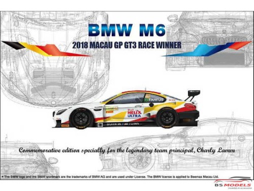 PN24008 BMW  M6  GT3  2018  Macau GP Winner Plastic Kit