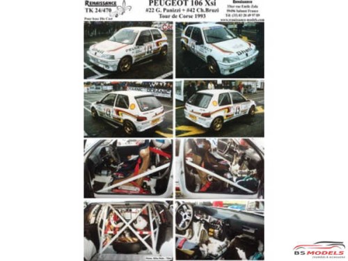 TK24470 Peugeot 106 Xsi Tour de Corse 1993 #22 Panizzi  #42 Bruzi decal Waterslide decal Decal