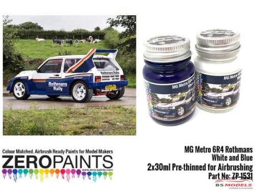ZP1531 MG Metro 6R4 Rothmans - White and Blue Paint set 2x30ml Paint Material