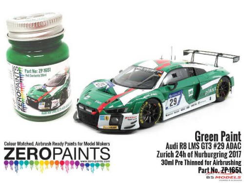 ZP1651 Audi R8 LMS GT3 #29 ADAC Zurich 24h of Nurburgring 2017  Green Paint 30ml Paint Material