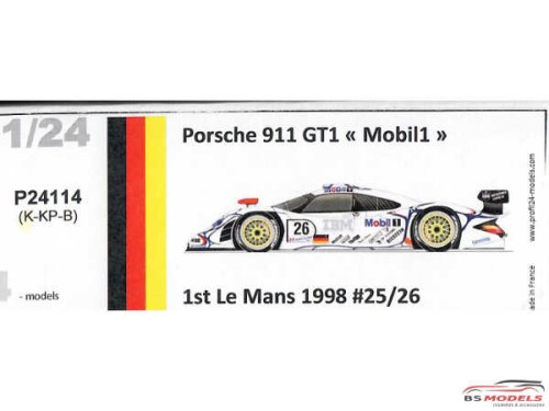 P24114K Porsche 911 GT1 "Mobil"  Le Mans 1998 winner #25/26 Resin Kit
