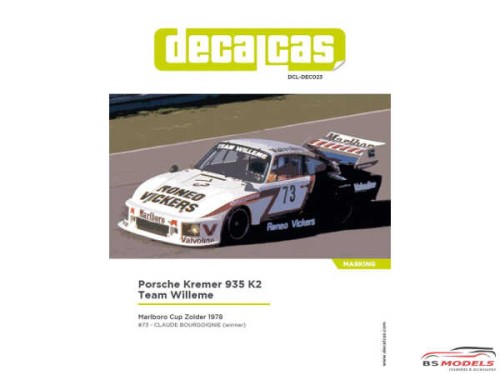 DCLDEC023 Porsche 935 Kremer K3 "Team Willeme"  Marlboro Cup Zolder 1978 Waterslide decal Decal