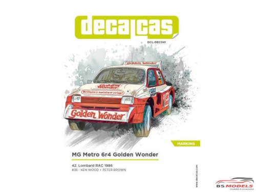 DCLDEC041 MG Metro 6r4  "Golden Wonder"  RAC rally 1986 Waterslide decal Decal