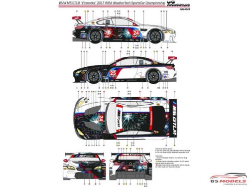 LB24023 BMW M6 GTLM "Fireworks" 2017 IMSA WeatherTech Sportscar Championship Waterslide decal Decal