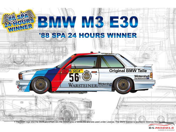 PN24017 BMW M3 E30  Spa 24H winner 1988   #56  #57 Plastic Kit