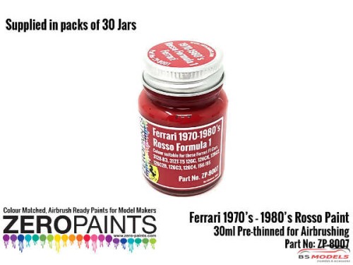 ZP1007-30-3 Ferraro Formula 1  1970s -1980s Red paint 30ml Paint Material