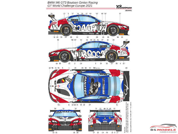 LB24041 BMW M6  GT3  Boutsen Ginion Racing - GT World Challenge Europe 2021 Waterslide decal Decal