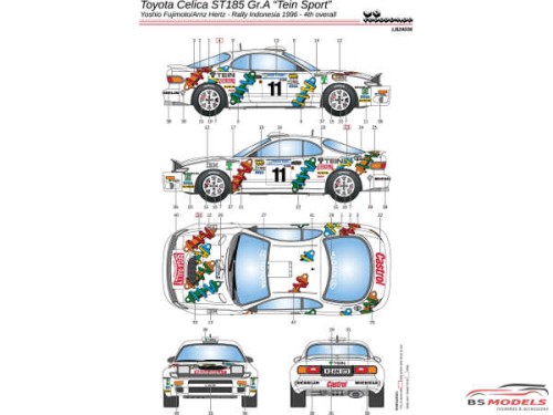 LB24036 Toyota Celica ST185  Gr A  "Tein Sport" - yoshio Fujimoto / Arnz Hertz - Rally Indonesia Waterslide decal Decal