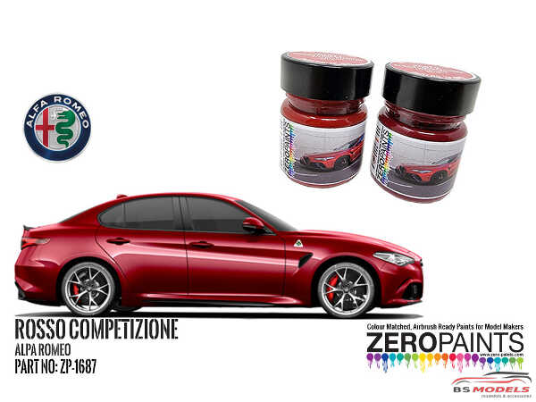 ZP1687 Alfa Romeo Guilia Quadrofoglia 361/B Rosso Competizione paint set 2 x 30ml Paint Material