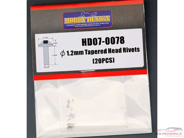 HD070078 1.2 mm Tapered Head Rivets (20pcs) Multimedia Accessoires