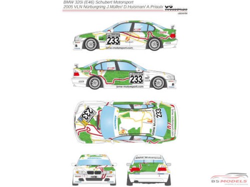 LB24056 BMW 320i (E46)  Schubert Motorsport VLN 2005 "Map of Nurburgring" Muller-Huisman-Priaulx Waterslide decal Decal