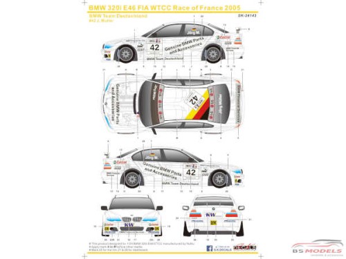 SK24143 BMW 320i E46 FIA WTCC Race of France 2005 Waterslide decal Decal