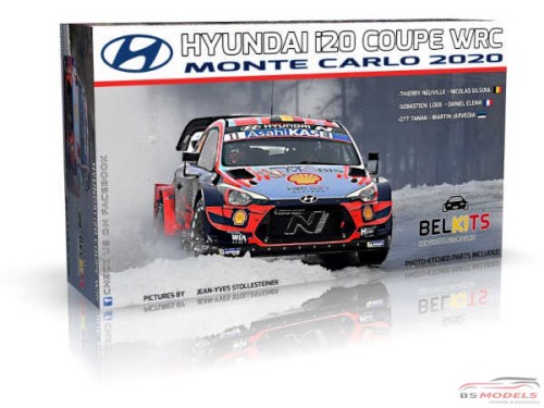 BEL021 Hyundai i20 Coupe WRC Monte Carlo 2020 Neuville/Loeb/Tanak Plastic Kit