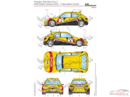 LB24071 Peugeot 306 Maxi Evo 2  Eifel Rally Festival 2022 T. Neuville/A.Cornet Waterslide decal Decal