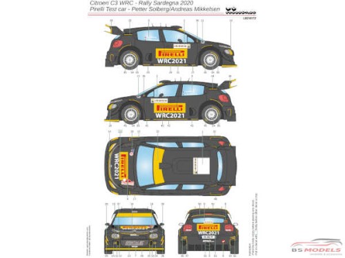 LB24072 Citroën C3 WRC - Rally Sardegna 2020 - Pirelli Test Car - Peter Solberg/Andreas Mikkelsen Waterslide decal Decal