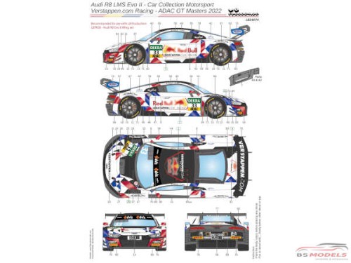 LB24074 Audi R8 LMS Evo II - Car Collection Motorsport verstappen . com Racing - ADAC GT Masters 2022 Waterslide decal Decal