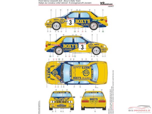 LB24077 Ford Sierra Cosworth 4x4 - Boxy's Rally Team - Rally du Condroz 1992 winner - R. Droogmans/ R. Joosten Waterslide decal Decal