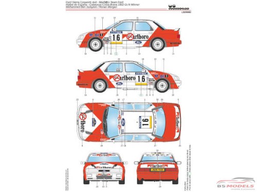 LB24080 Ford Sierra Cosworth 4x4 - Marlboro Team Ford - Rally Catalunya 1992 Gr N  winner - Ben Sulayem/Ronan Waterslide decal Decal