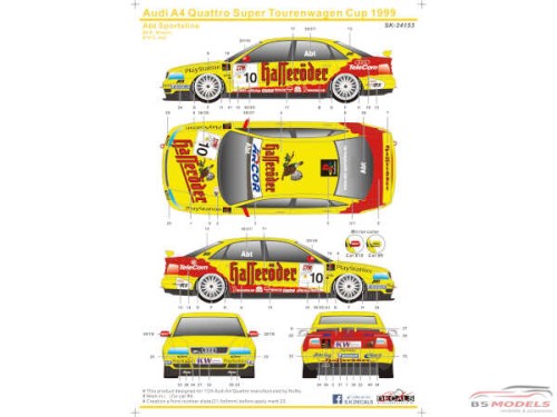 SK24153 Audi A4 Quattro Super Tourenwagen Cup 1999  Abt Sportline Waterslide decal Decal