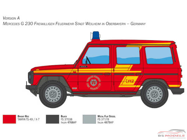 ITA3663S Mercedes G230 Feuerwehr Plastic Kit