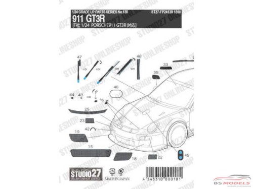 STU27FP24138 Porsche 911 GT3R upgrade parts Etched metal Accessoires