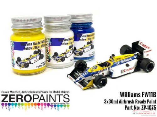 ZP1075 Williams FW11B  Blue/Yellow paint set 3x30ml Paint Material