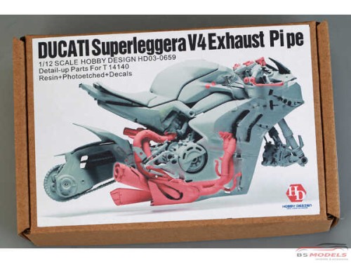HD030659 Ducati Superleggera V4 Exhaust Pipe detail set for TAM 14140 Etched metal Accessoires
