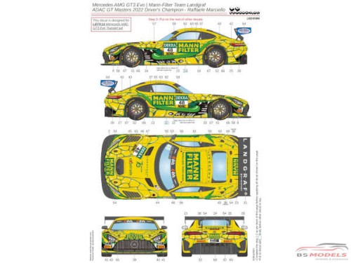 LB24086 Mercedes AMG GT3 Evo Mann-Filter Team Landgraf ADAC GT Masters 2022 Waterslide decal Decal