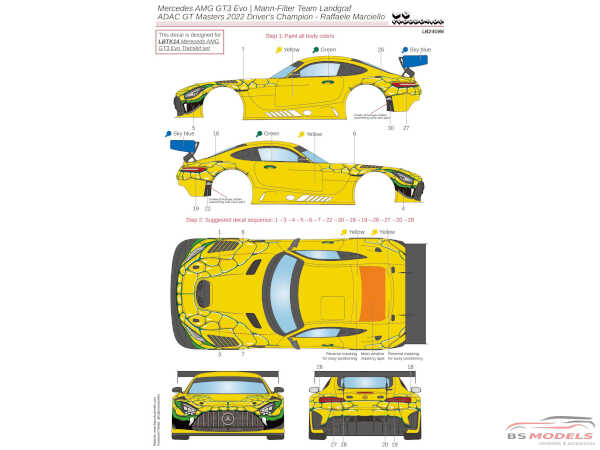 LB24086 Mercedes AMG GT3 Evo Mann-Filter Team Landgraf ADAC GT Masters 2022 Waterslide decal Decal