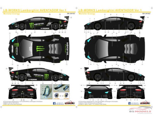 SK24163 LB-Works Lamborghini Aventador Ver. 1  Monster Energy Waterslide decal Decal