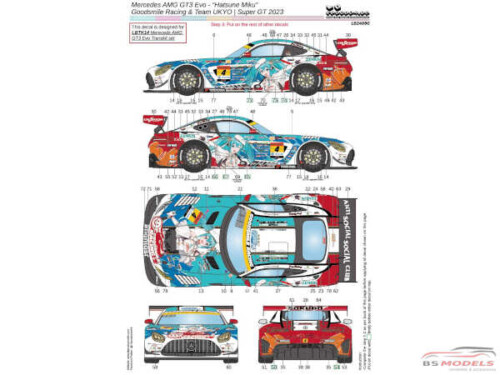 LB24090 Mercedes AMG GT3 Evo "Hatsune Miku" GSR & Team uyko - super GT 2023 Waterslide decal Decal