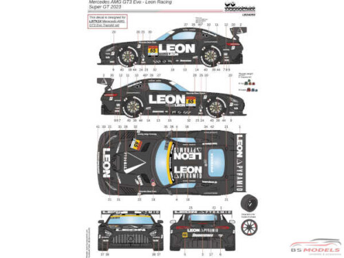LB24092 Mercedes AMG GT3 Evo Leon Racing - superGT 2023 Waterslide decal Decal