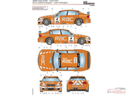 LB24096 BMW 320si (E90) - Team RAC BTCC 2009 Champion - Colin Turkington Waterslide decal Decal