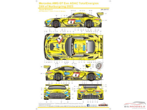 SK24175 Mercedes AMG GT EVO ADAC TotalEnergies 24H of Nurburgring 2023 (Team Bilstein) Waterslide decal Decal