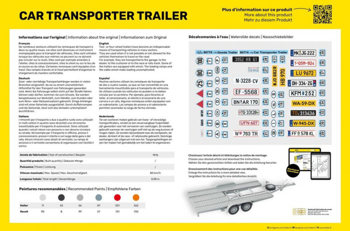 HEL80774 Car Transporter Trailer Plastic Kit