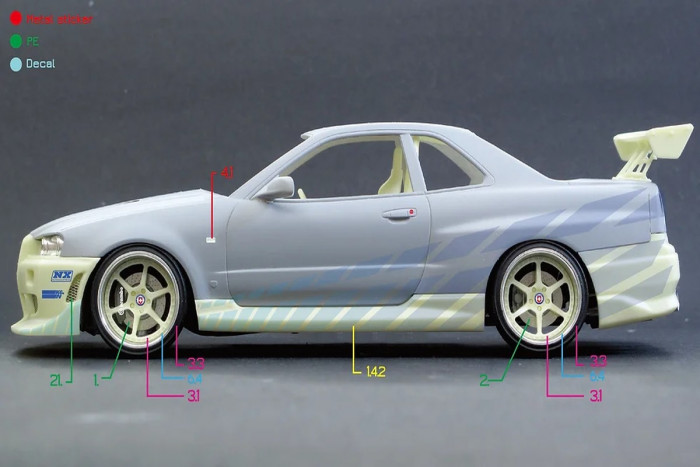 Z140 Nissan Skyline GT-R R34 Fast &Furious 2 for Tamiya kit Multimedia Accessoires