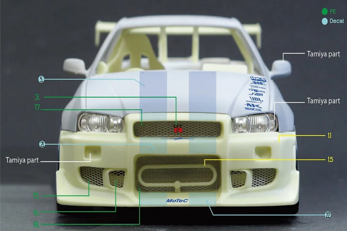 Z140 Nissan Skyline GT-R R34 Fast &Furious 2 for Tamiya kit Multimedia Accessoires